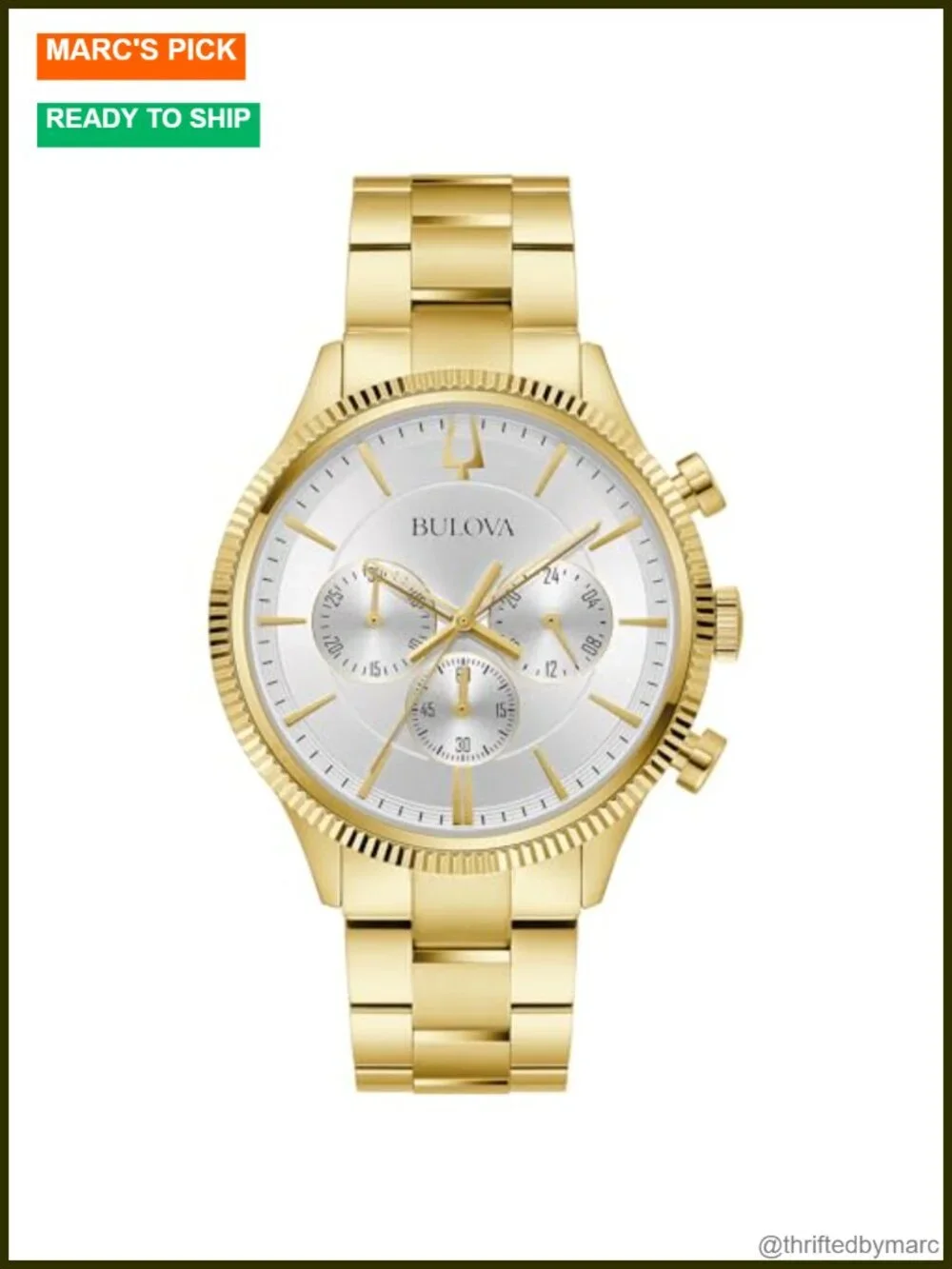 Men's Classic 6-Hand Chronograph Quartz Gold-Tone Stainless Steel Watch with